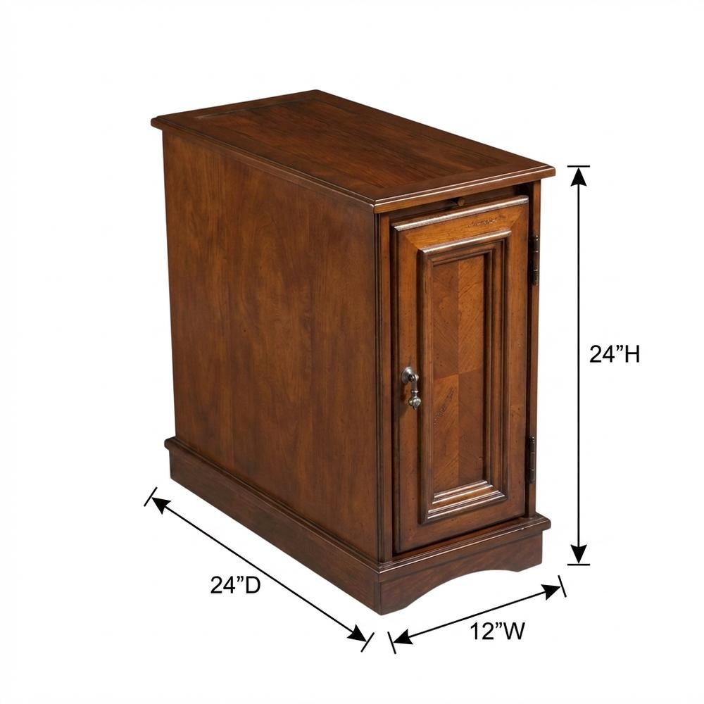 Transitional Chairside Chest with Storage, Accent Cabinet, Cherry. Picture 4