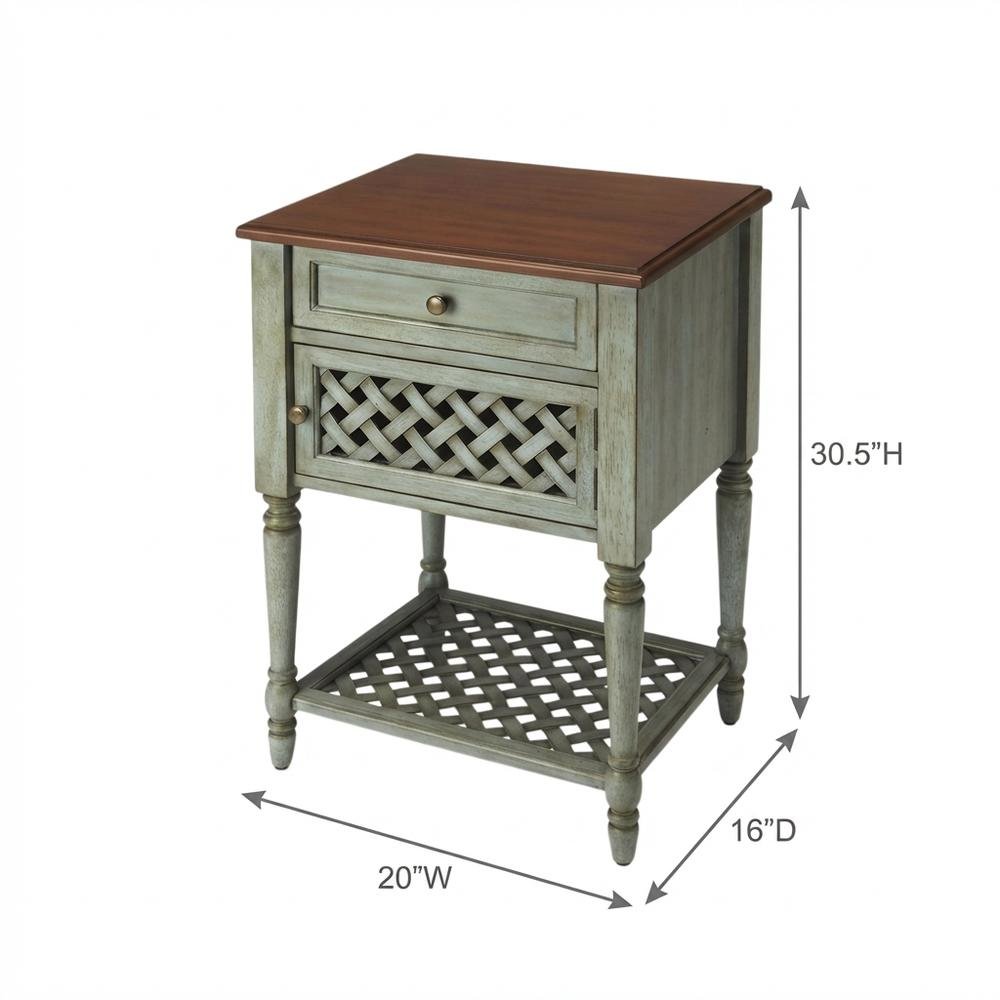 Rustic Nightstand with Drawer, Traditional Wood Side Table for Bedroom. Picture 4