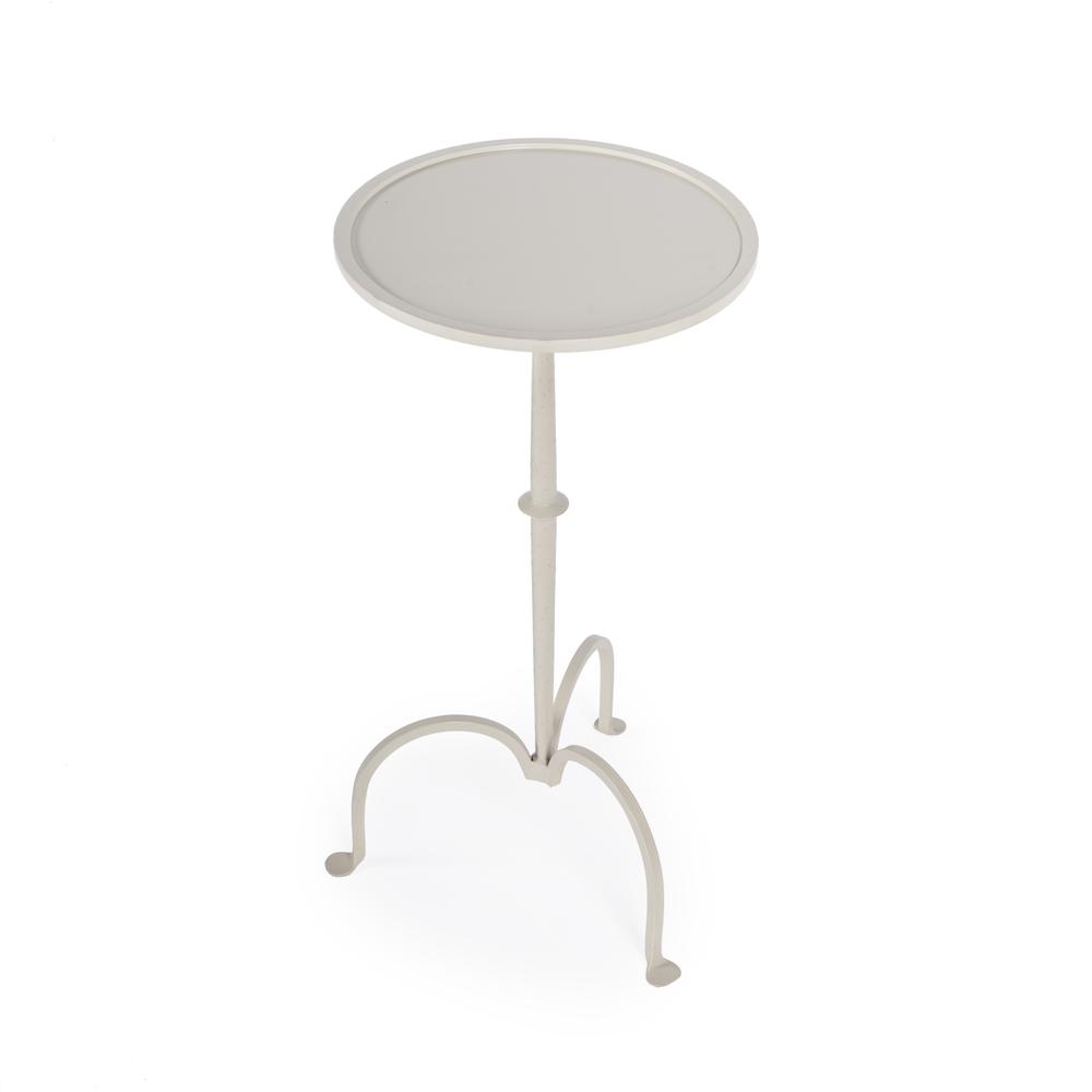 Founders Griege Iron Pedestal Side Table, Gray and White. Picture 1
