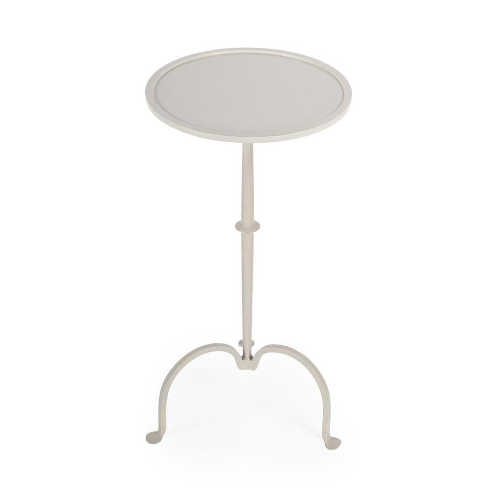 Founders Griege Iron Pedestal Side Table, Gray and White. Picture 2