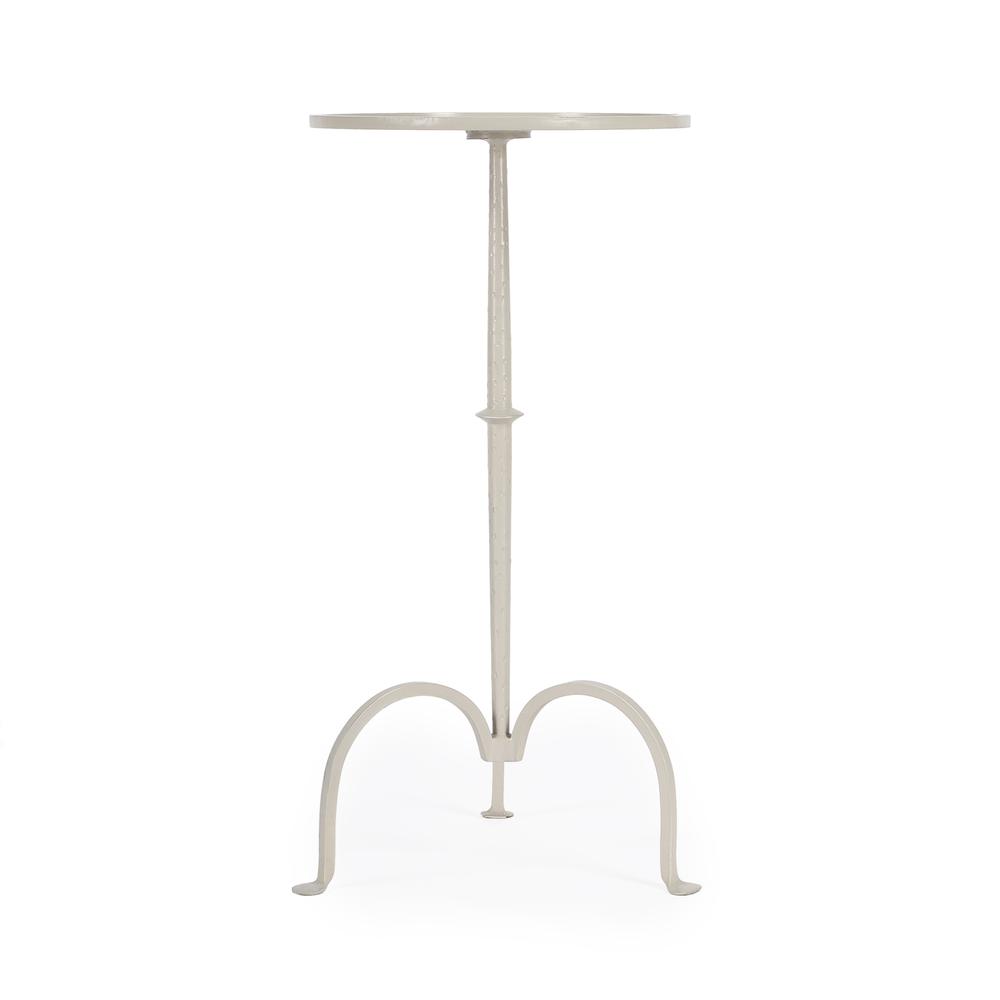 Founders Griege Iron Pedestal Side Table, Gray and White. Picture 3