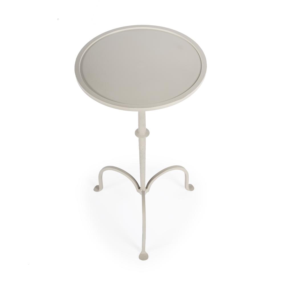 Founders Griege Iron Pedestal Side Table, Gray and White. Picture 4