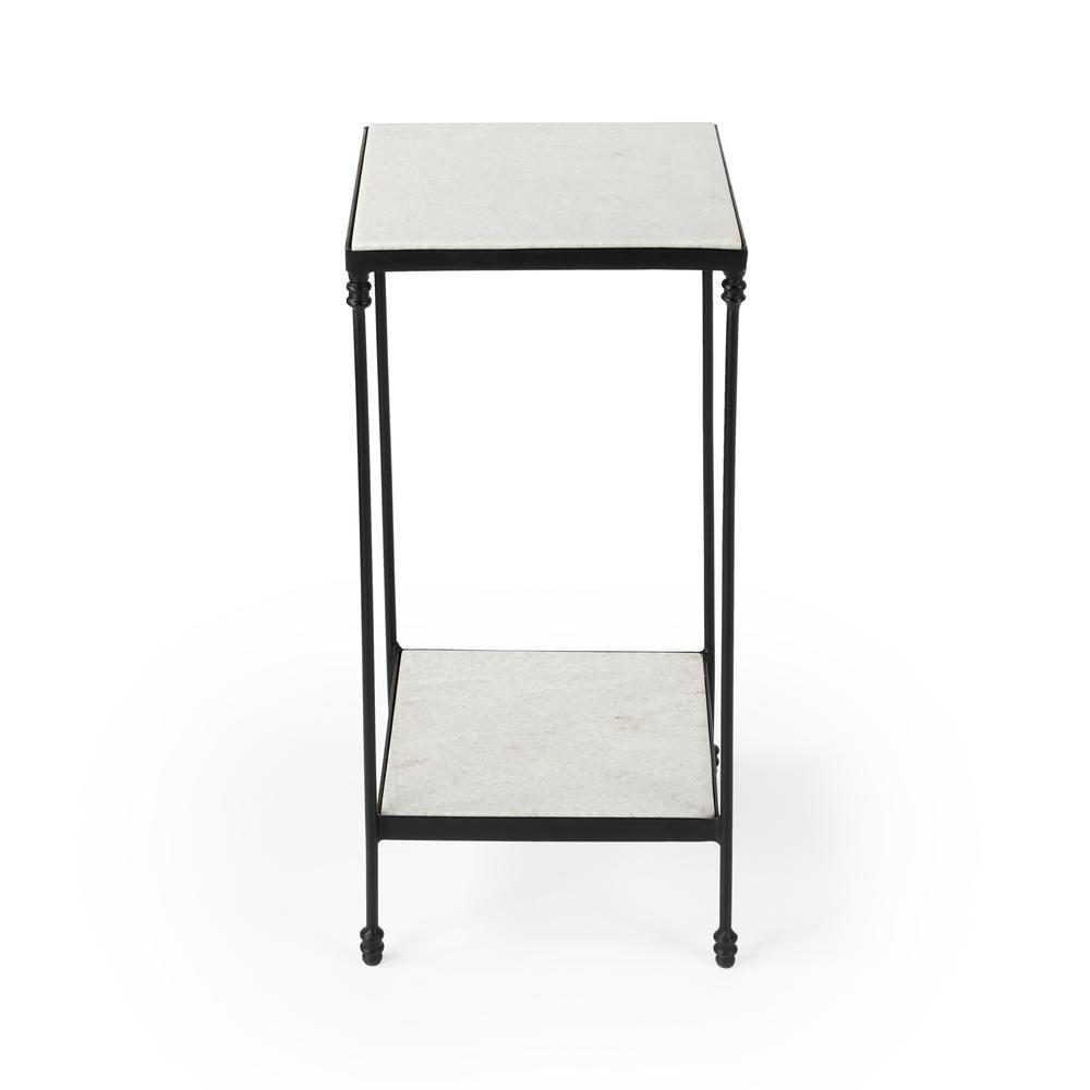 Larkin Outdoor Marble & Iron Side Table, Black. Picture 3