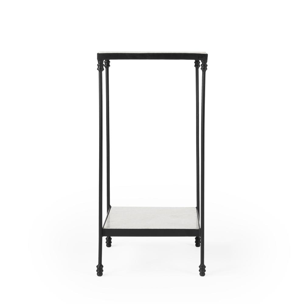 Larkin Outdoor Marble & Iron Side Table, Black. Picture 4
