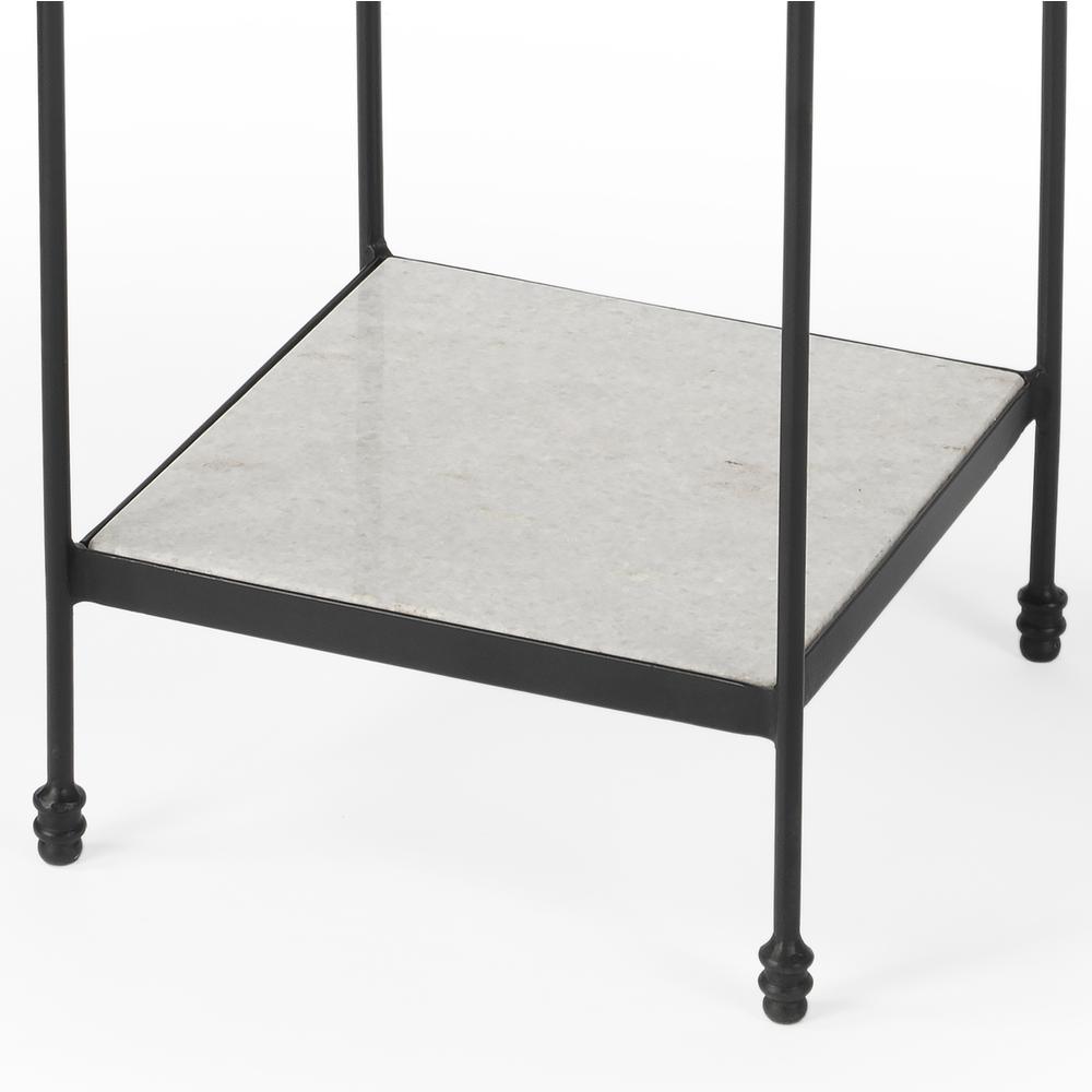 Larkin Outdoor Marble & Iron Side Table, Black. Picture 5