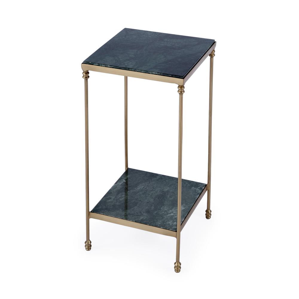 Larkin Marble & Iron Side Table, Green. Picture 1
