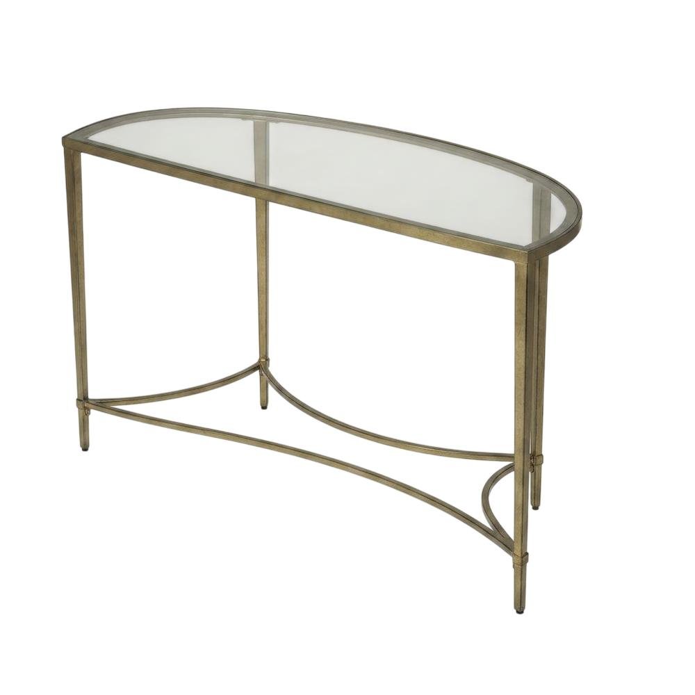 Demilune Console Table with Glass Top, Modern Contemporary Entryway Accent Table. Picture 5