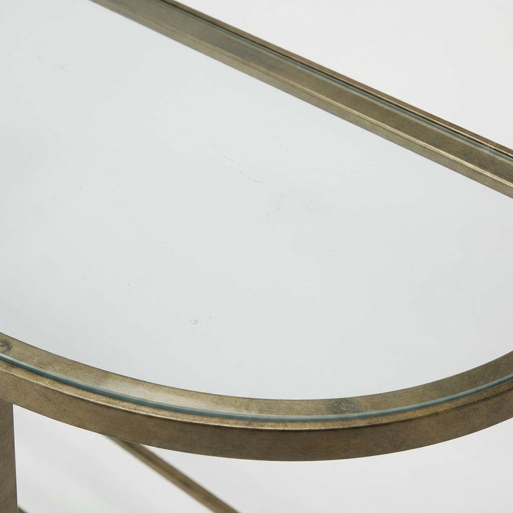 Demilune Console Table with Glass Top, Modern Contemporary Entryway Accent Table. Picture 6
