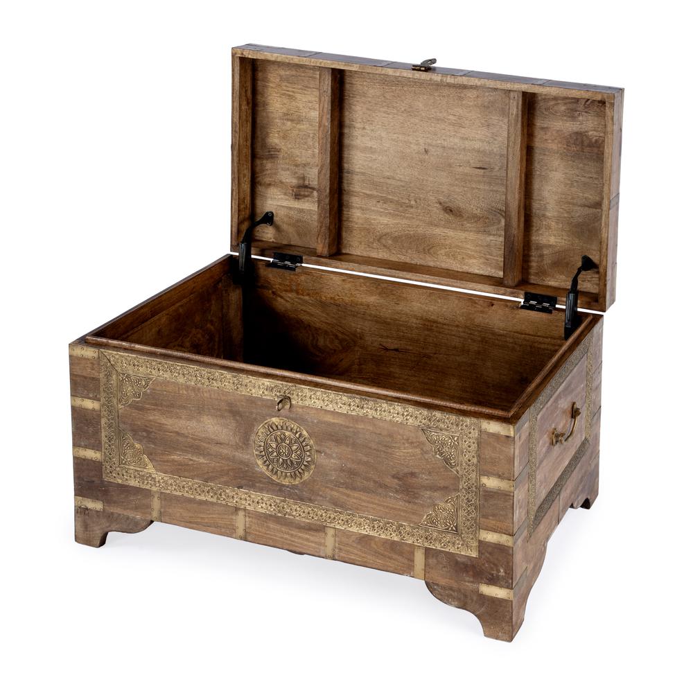 Nador Hand-Painted Storage Trunk, Light Brown. Picture 2