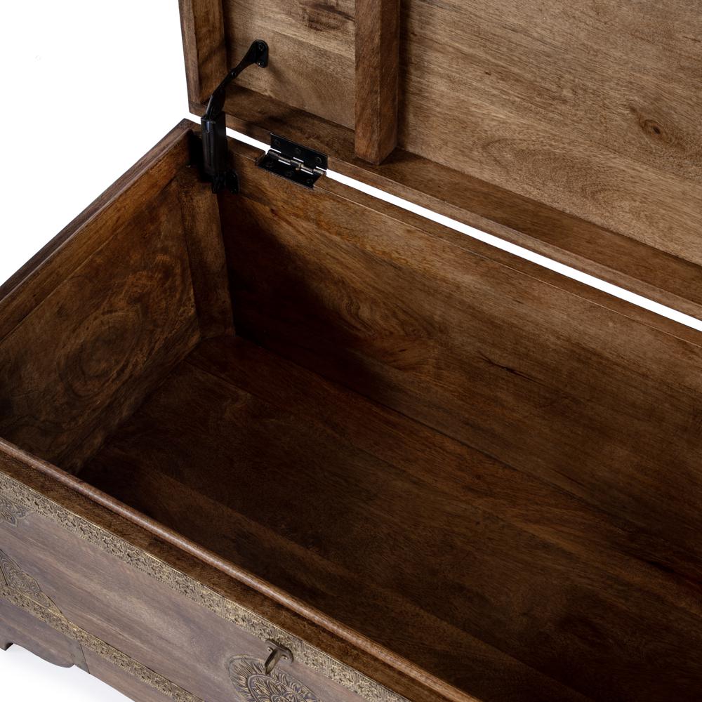 Nador Hand-Painted Storage Trunk, Light Brown. Picture 3