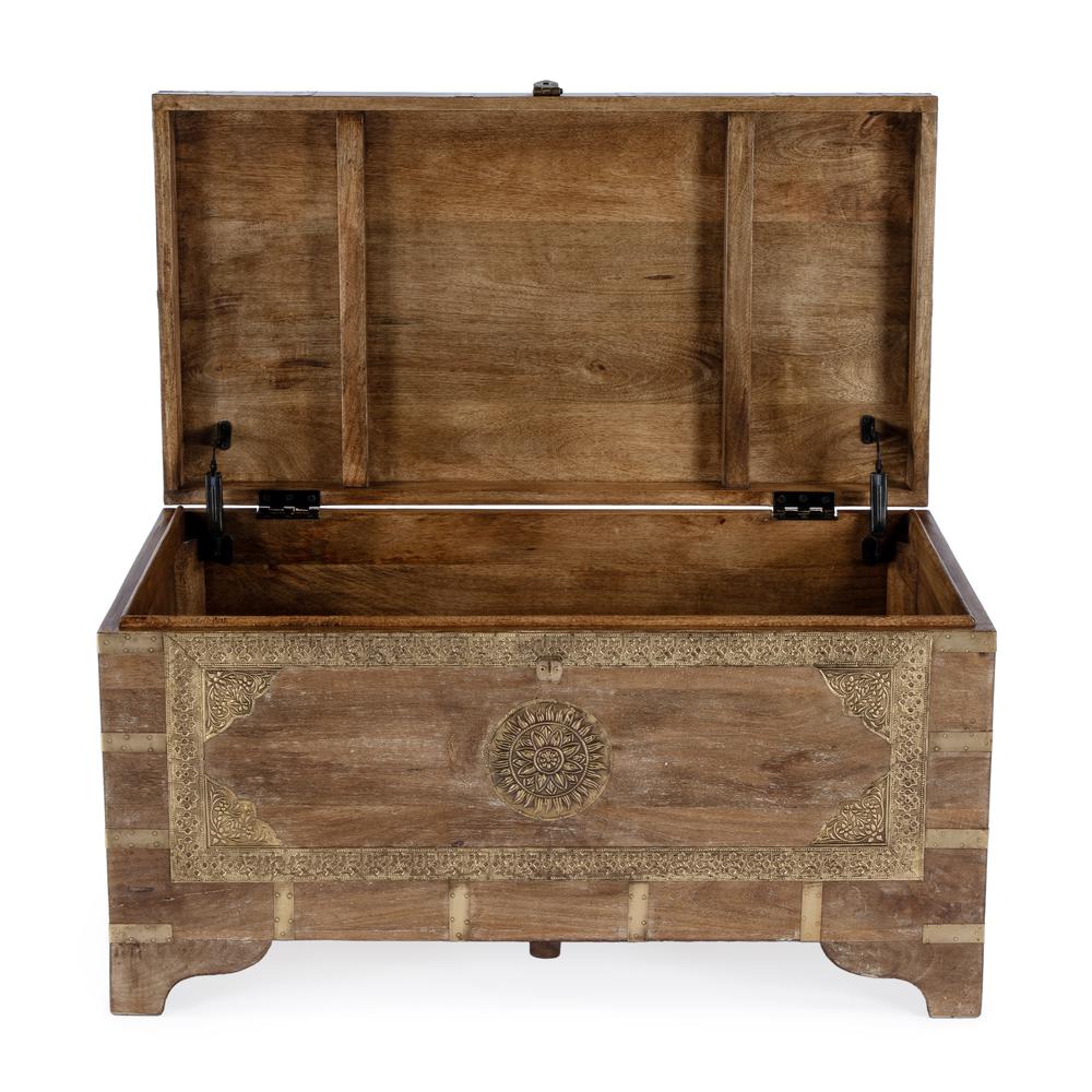 Nador Hand-Painted Storage Trunk, Light Brown. Picture 4