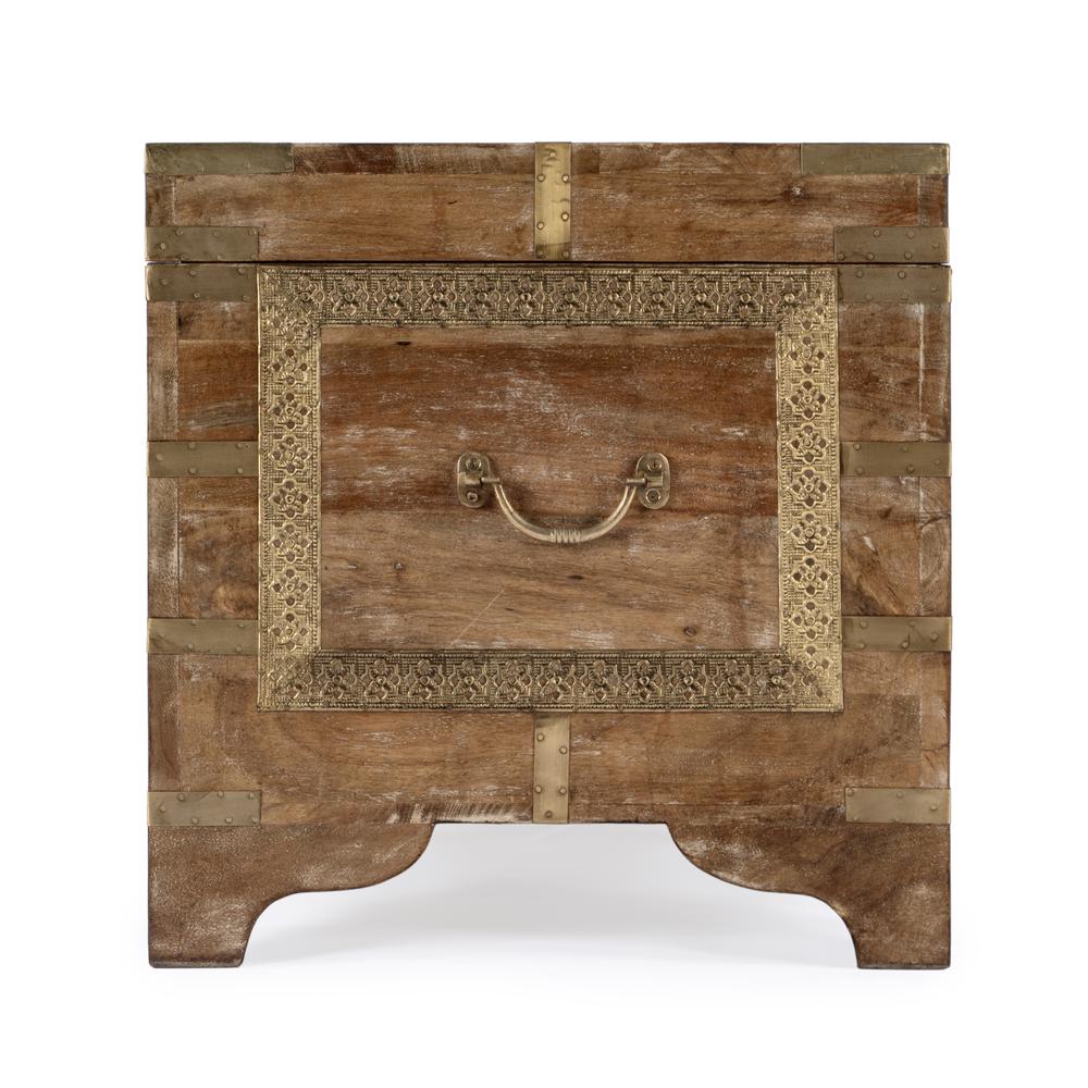 Nador Hand-Painted Storage Trunk, Light Brown. Picture 6