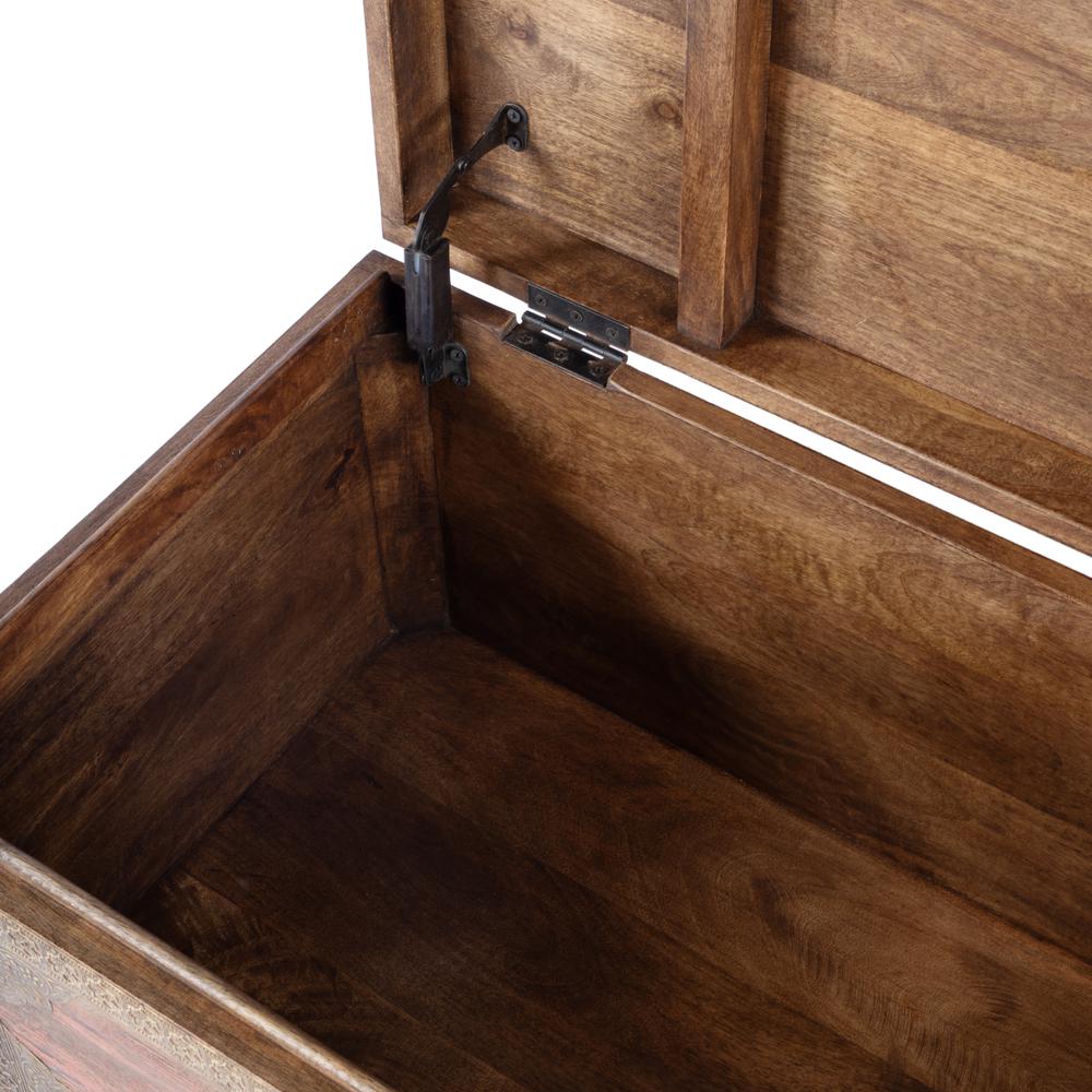 Nador Hand-Painted Brass Inlay Storage Trunk Coffee Table, Pink. Picture 3