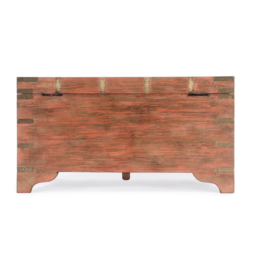 Nador Hand-Painted Brass Inlay Storage Trunk Coffee Table, Pink. Picture 6