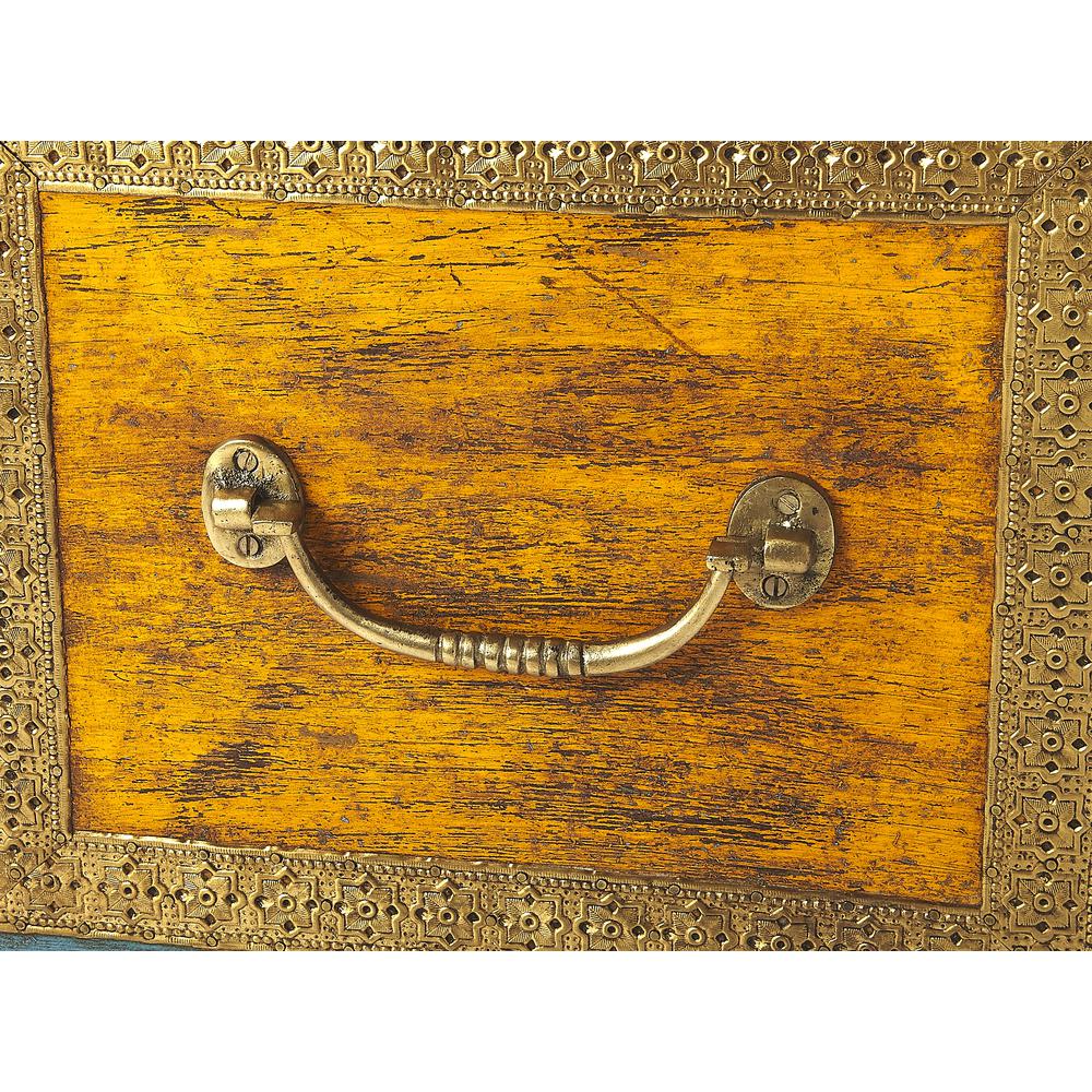 Nador Hand-Painted Brass Inlay Storage Trunk Coffee Table, Assorted. Picture 5