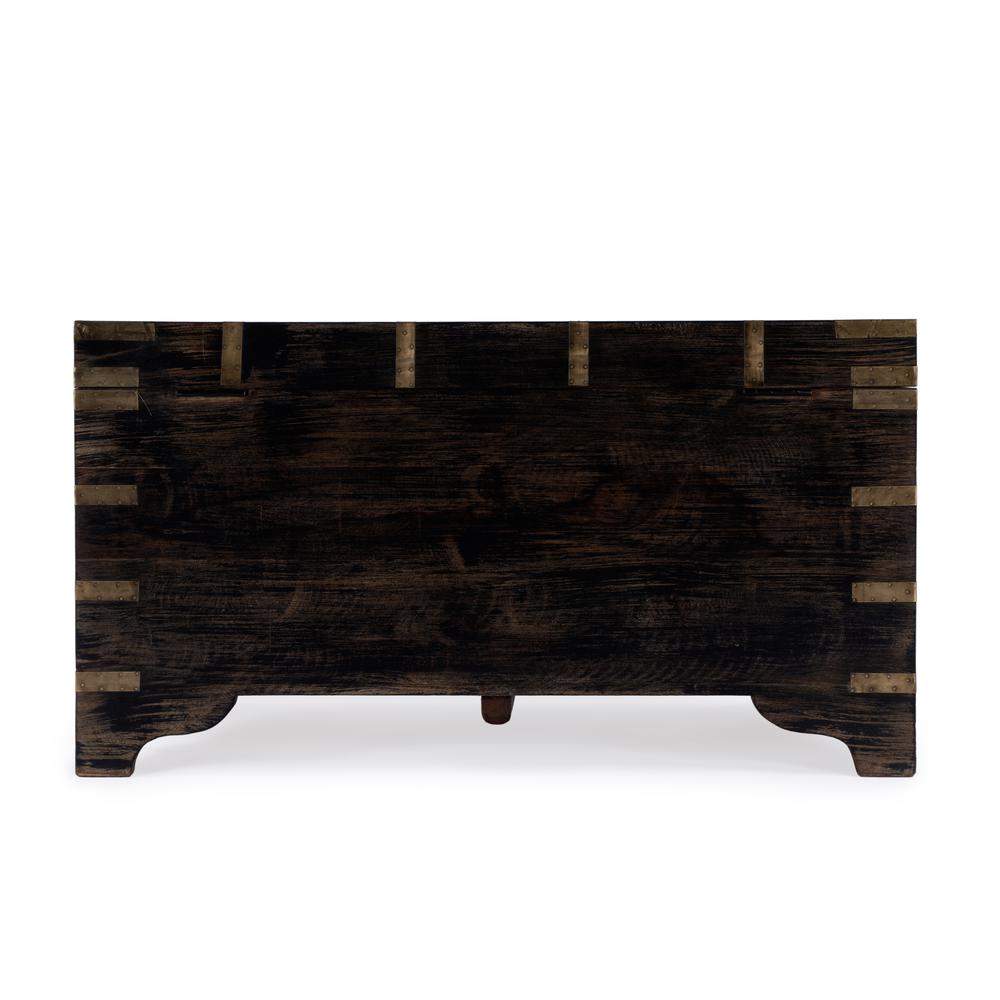 Nador Hand-Painted Brass Inlay Storage Trunk Coffee Table, Brown. Picture 8