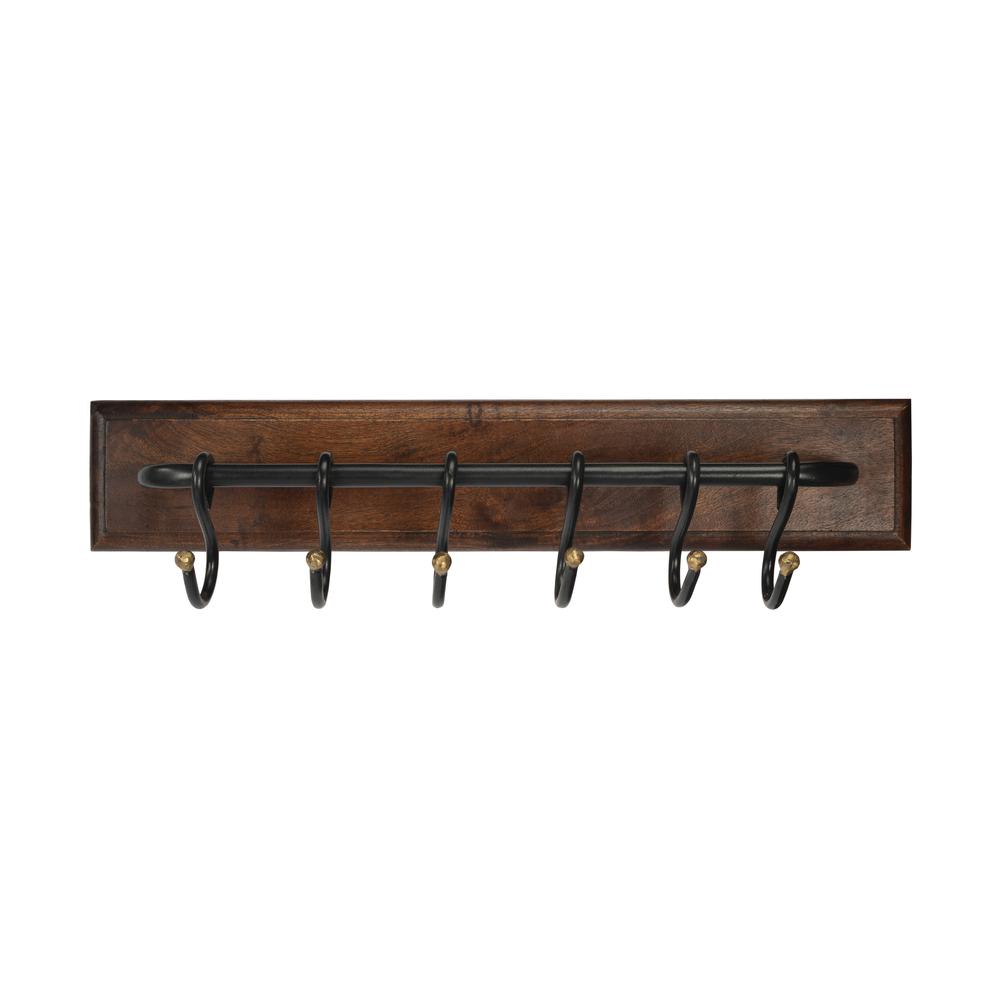 Glendo Iron & Wood Wall Rack, Medium Brown. Picture 1