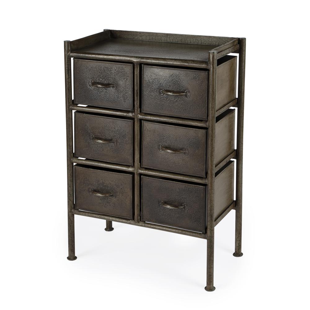 Cameron Industrial Chic Drawer Chest, Bronze. Picture 1