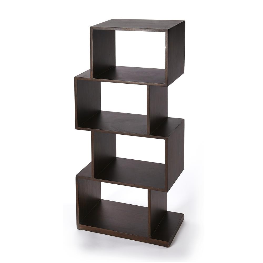 Stockholm 4 Shelf 21.5"W Etagere Bookshelf, Dark Brown. Picture 1