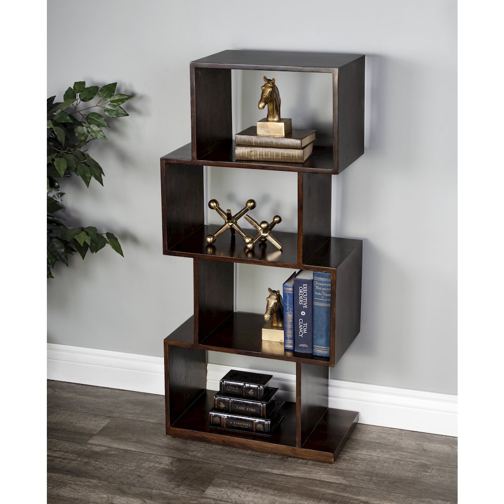 Stockholm 4 Shelf 21.5"W Etagere Bookshelf, Dark Brown. Picture 7