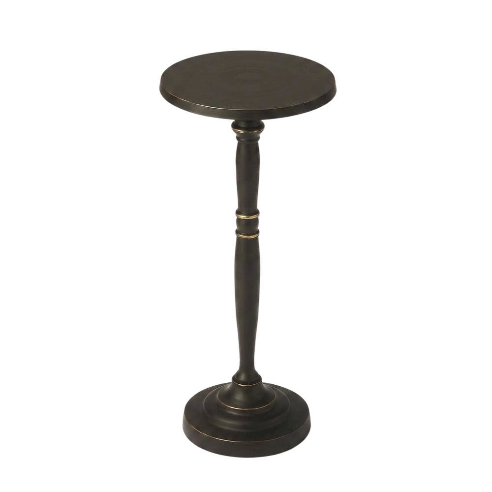 Round Metal End Table, Distressed Traditional Side Table for Living Room. Picture 5