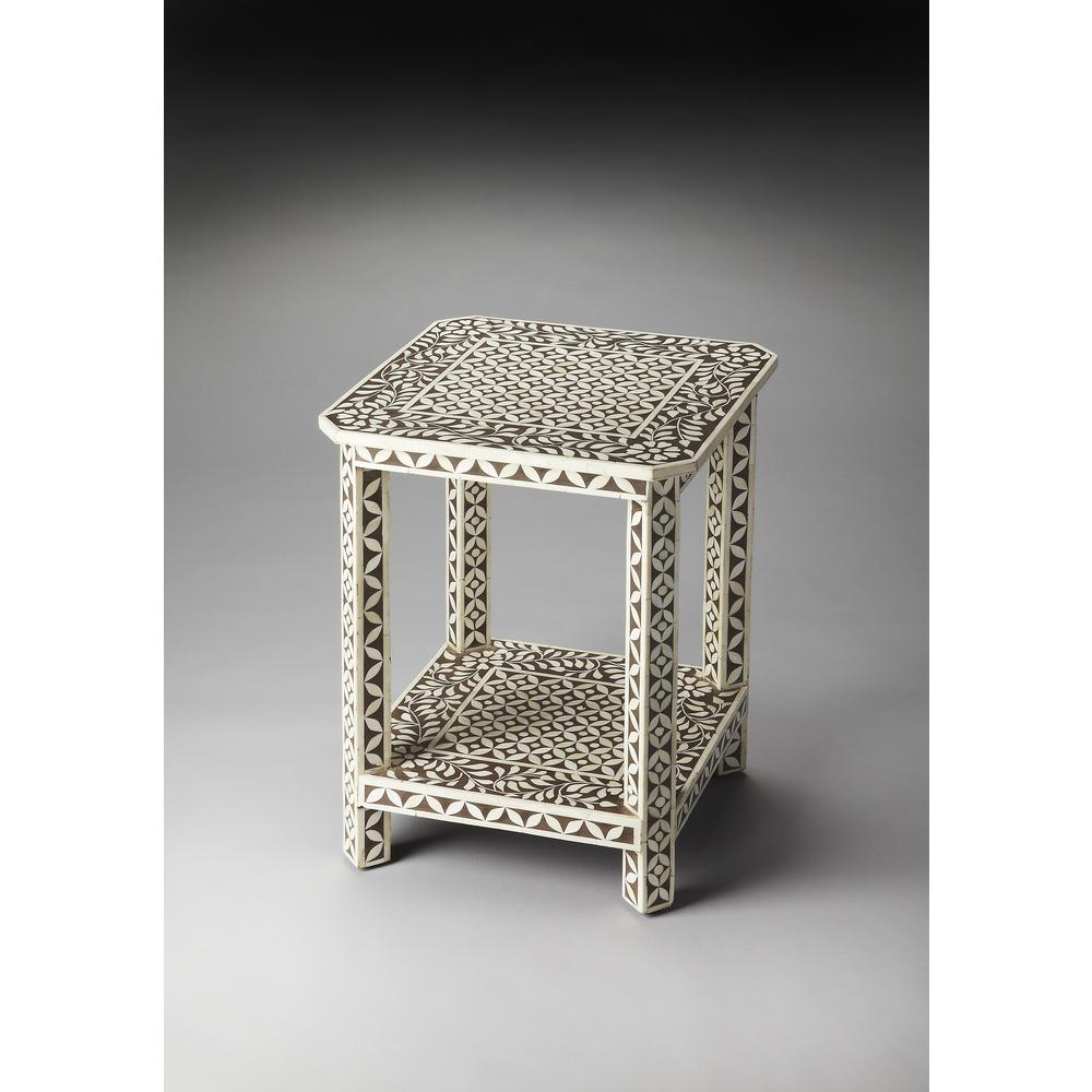 Amelia Bone Inlay Side Table, Light Brown. Picture 1