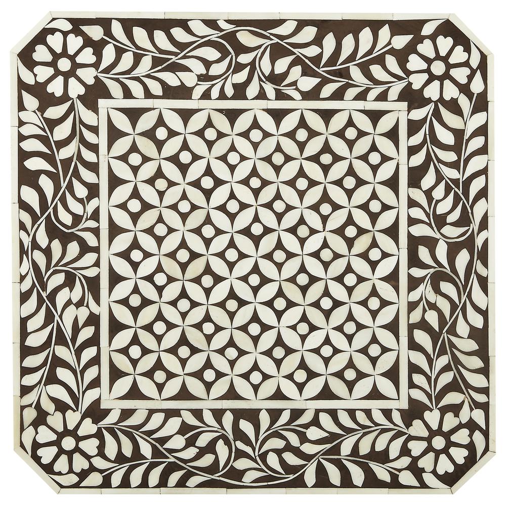 Amelia Bone Inlay Side Table, Light Brown. Picture 2