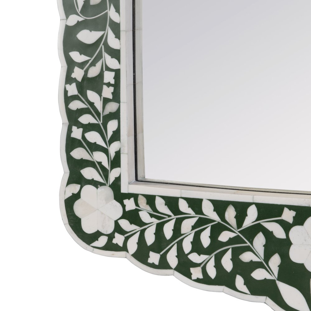 Vivienne 20 in. W x 28 in. H Bone Inlay Vertical Accent Wall Mirror, Green. Picture 4