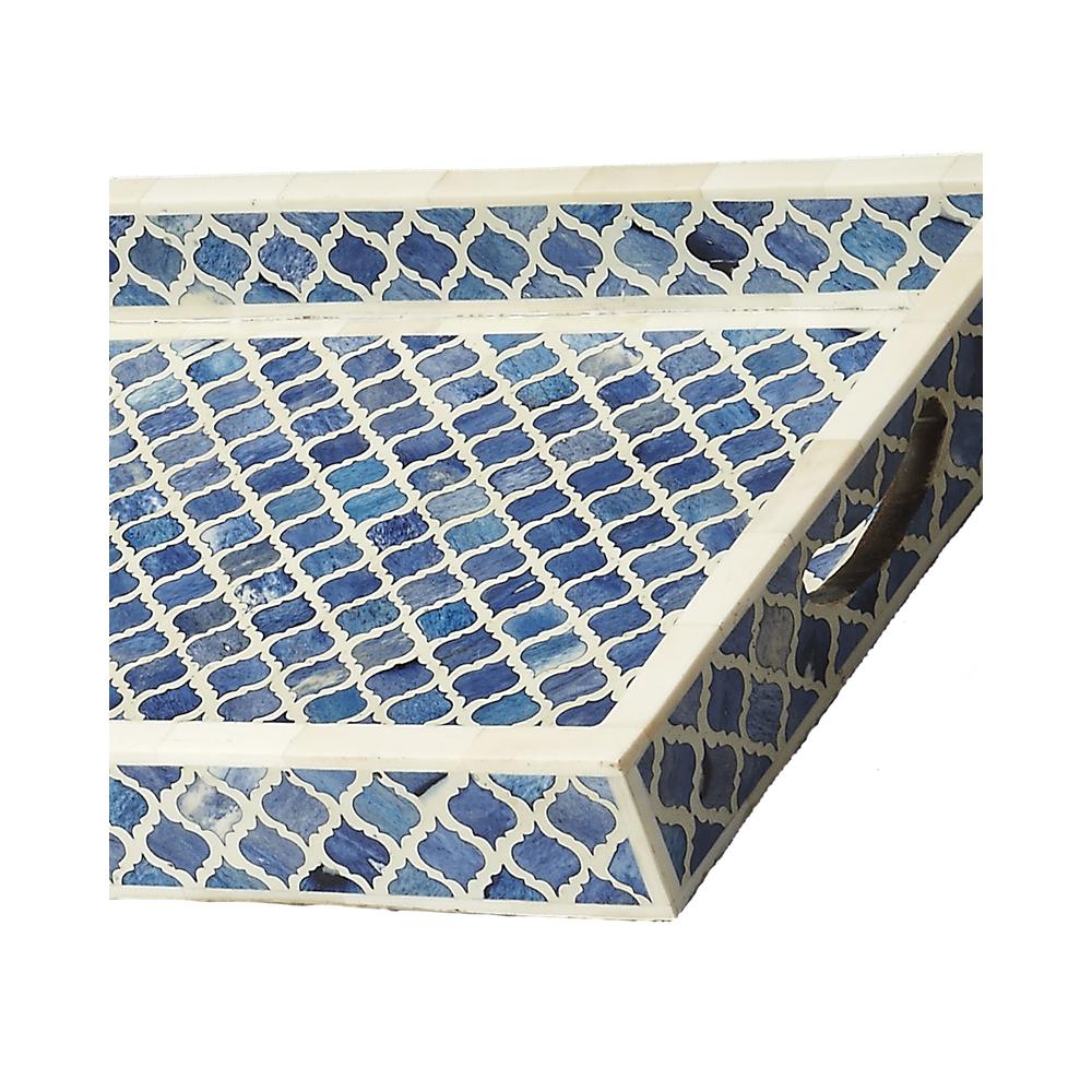 Meknes Bone Inlay Serving Tray, Blue. Picture 2