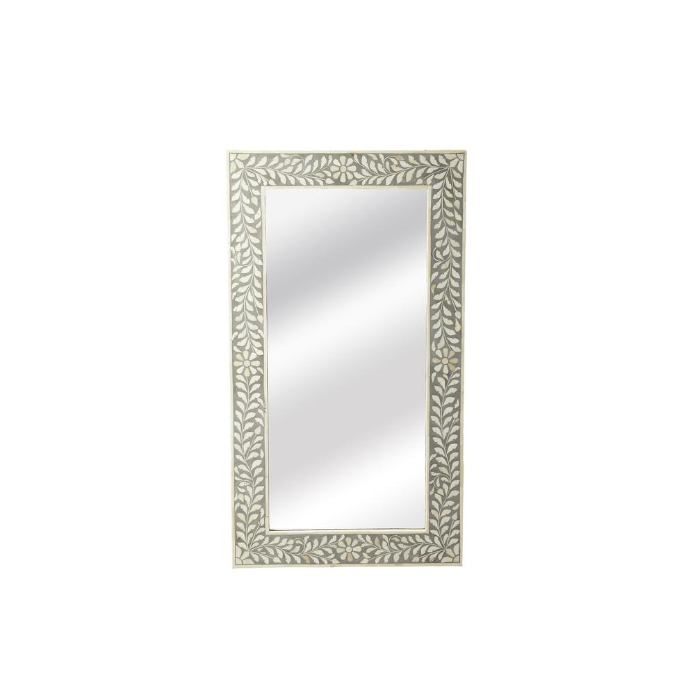 Vivienne Rectangular Bone Inlay Wall Mirrored, Gray. Picture 1