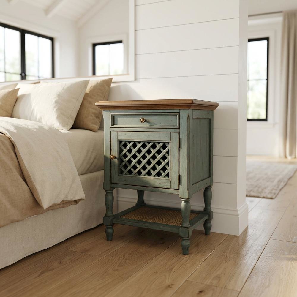 Rustic Nightstand with Drawer, Traditional Wood Side Table for Bedroom. Picture 2