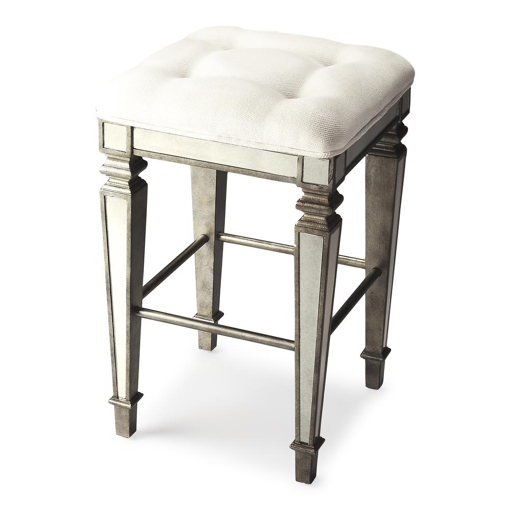Celeste Mirrored 30" Bar Stool, Silver. Picture 1