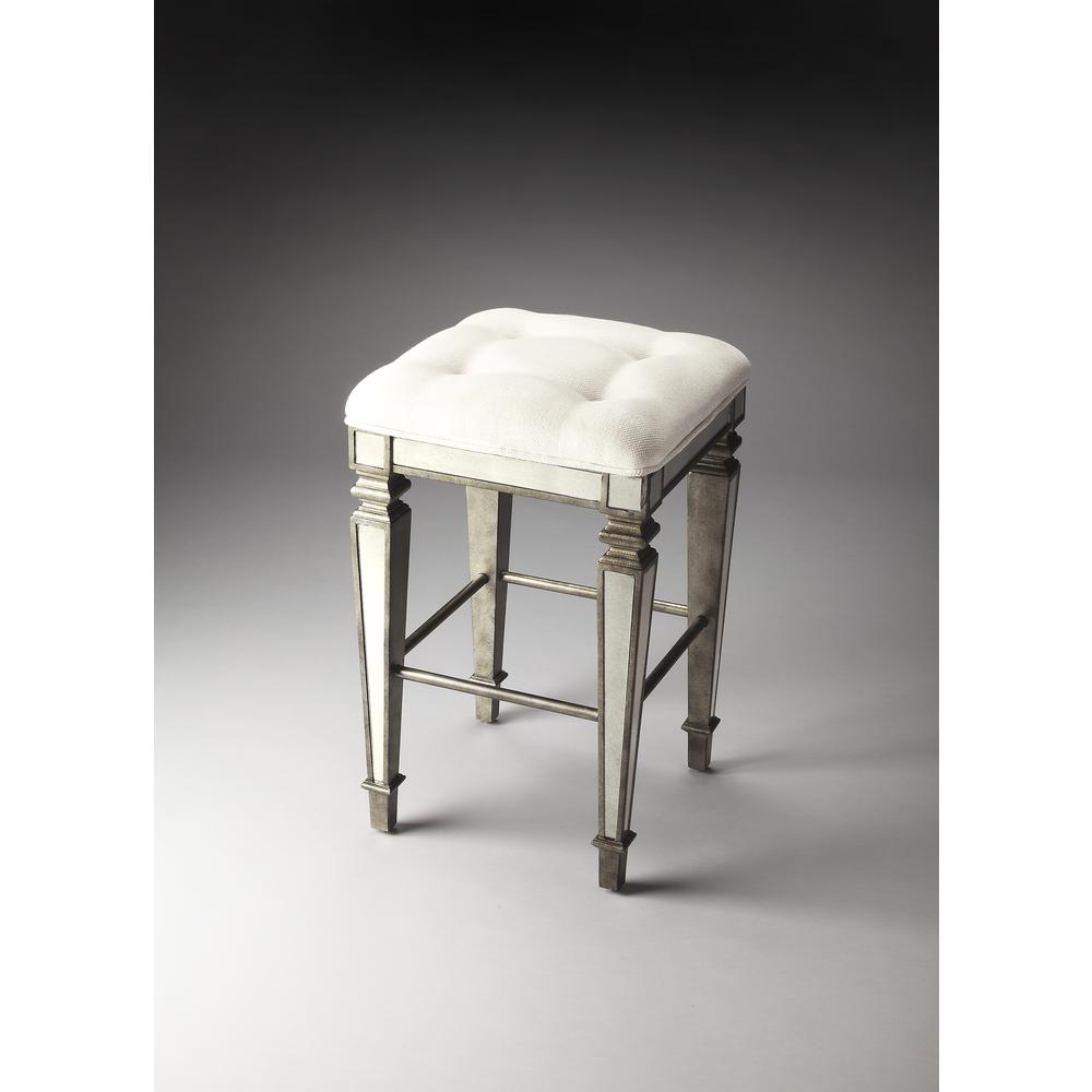 Celeste Mirrored 30" Bar Stool, Silver. Picture 4