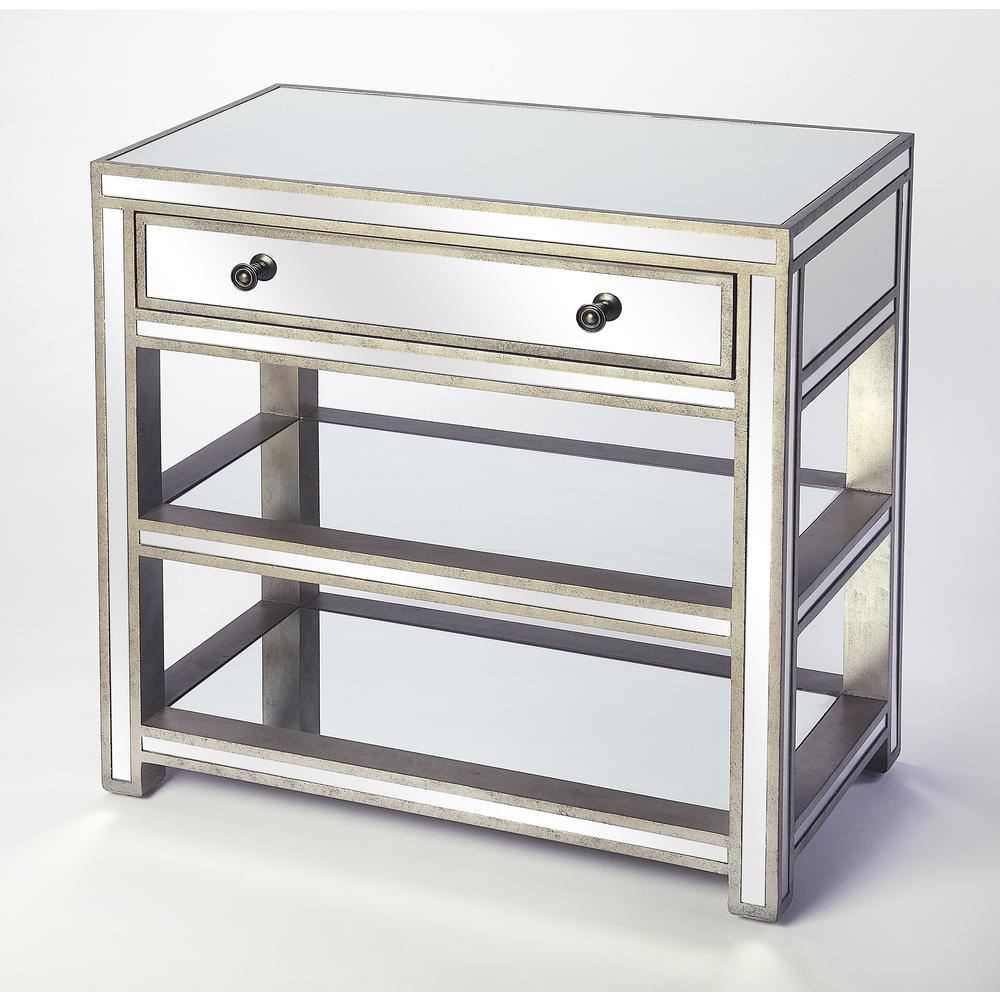 Miranda Mirrored Console Table, Gold, Silver. Picture 1