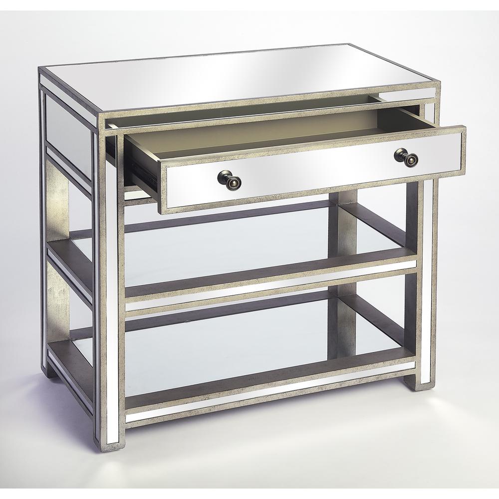 Miranda Mirrored Console Table, Gold, Silver. Picture 3