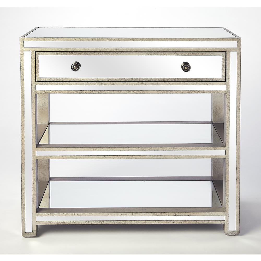 Miranda Mirrored Console Table, Gold, Silver. Picture 6