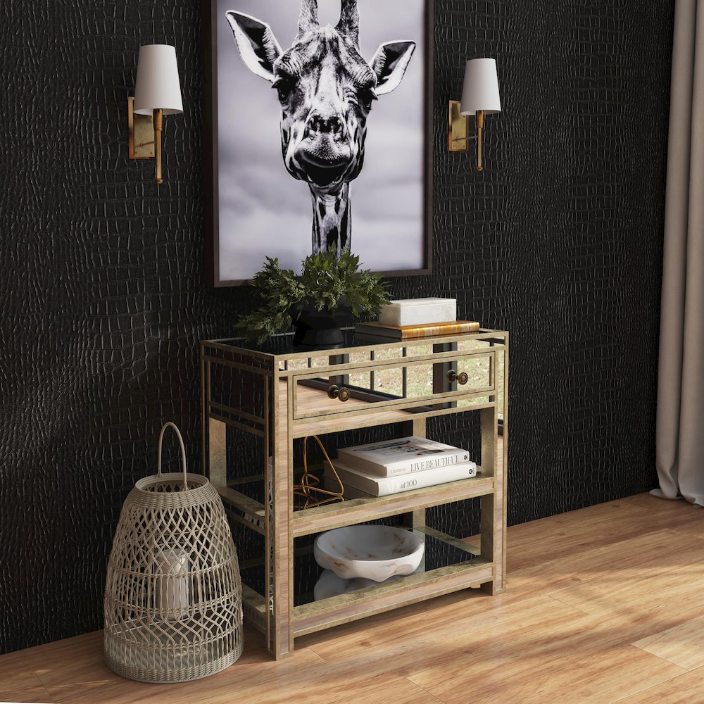 Miranda Mirrored Console Table, Gold, Silver. Picture 9