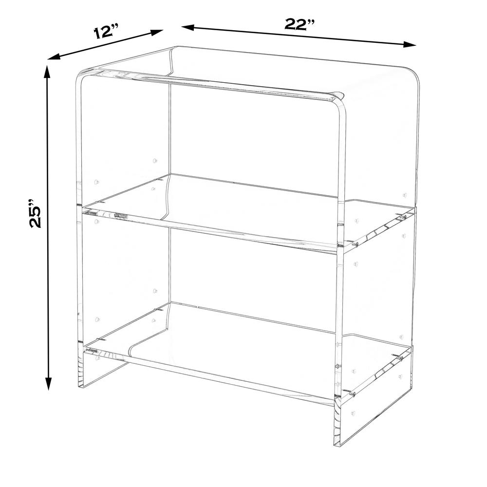 Crystal Clear 2 Shelf Acrylic Bookcase, Clear. Picture 4