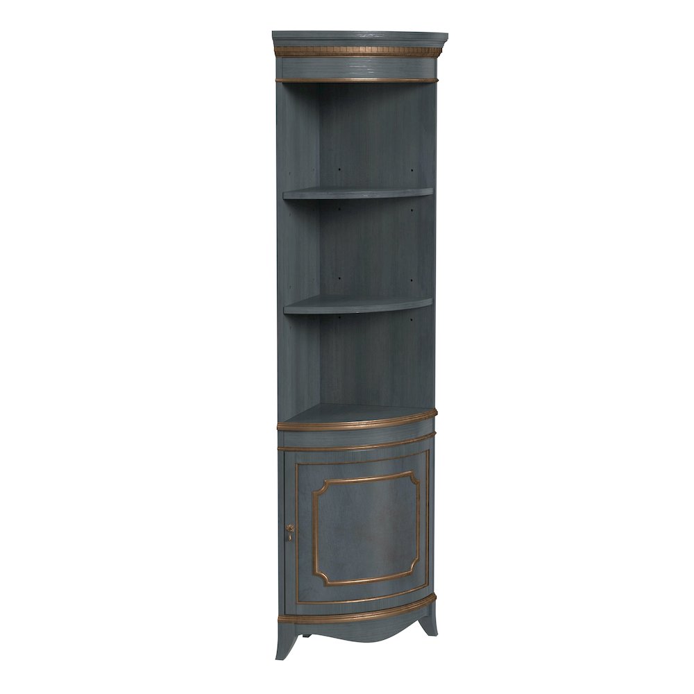 Dowling 24 in W x 73 in H Quarter Round Corner Cabinet, Pastel Blue. Picture 4