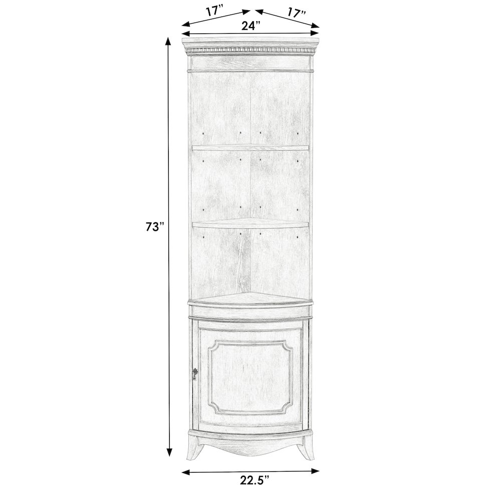 Dowling 24 in W x 73 in H Quarter Round Corner Cabinet, Pastel Blue. Picture 3