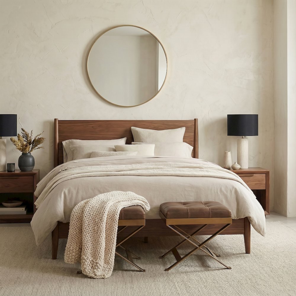 Rodrigo Leather Stool, Medium Brown. Picture 5