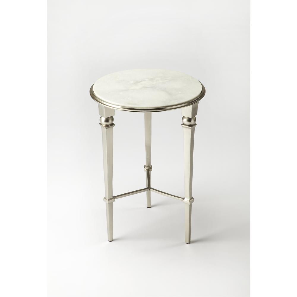 Darrieux Marble Side Table, Silver. Picture 1