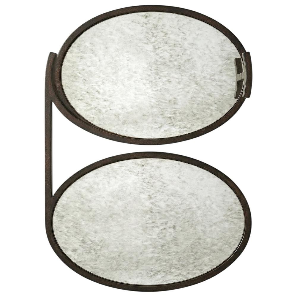 Oval Mirror Top Metal Side Table, Modern Accent End Table for Living Room. Picture 1