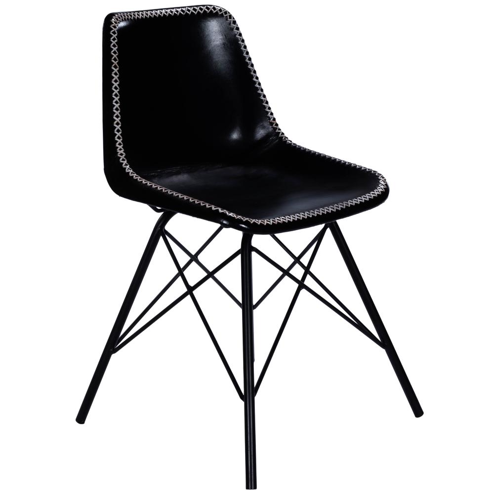 Inland Leather Side Chair, Black. Picture 1