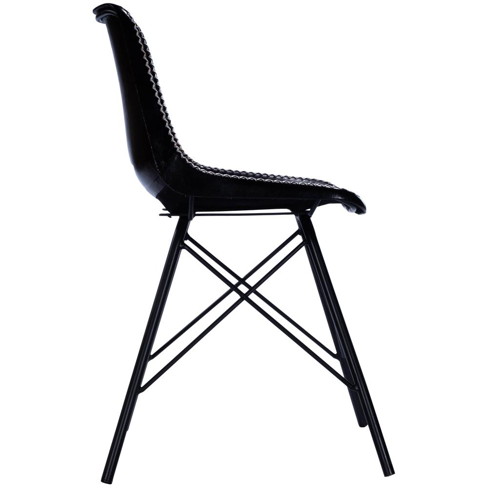 Inland Leather Side Chair, Black. Picture 4