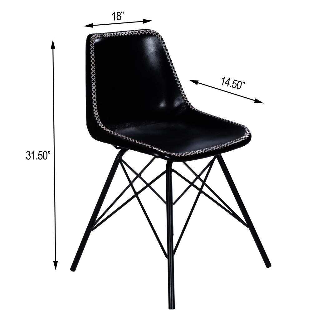 Inland Leather Side Chair, Black. Picture 8