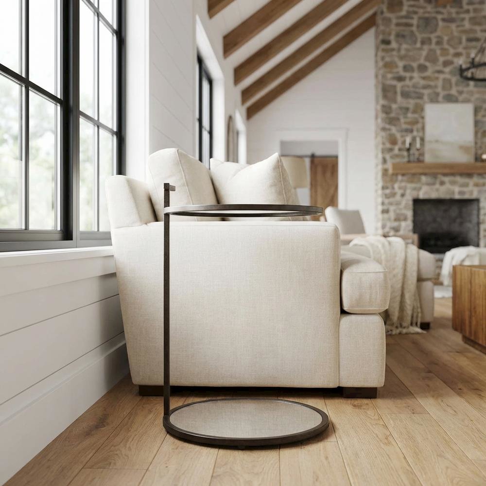 Oval Mirror Top Metal Side Table, Modern Accent End Table for Living Room. Picture 2