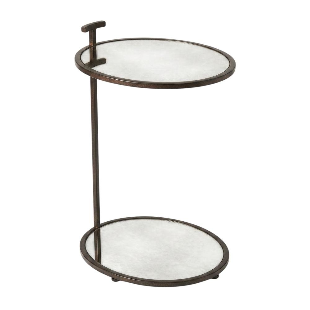 Oval Mirror Top Metal Side Table, Modern Accent End Table for Living Room. Picture 5