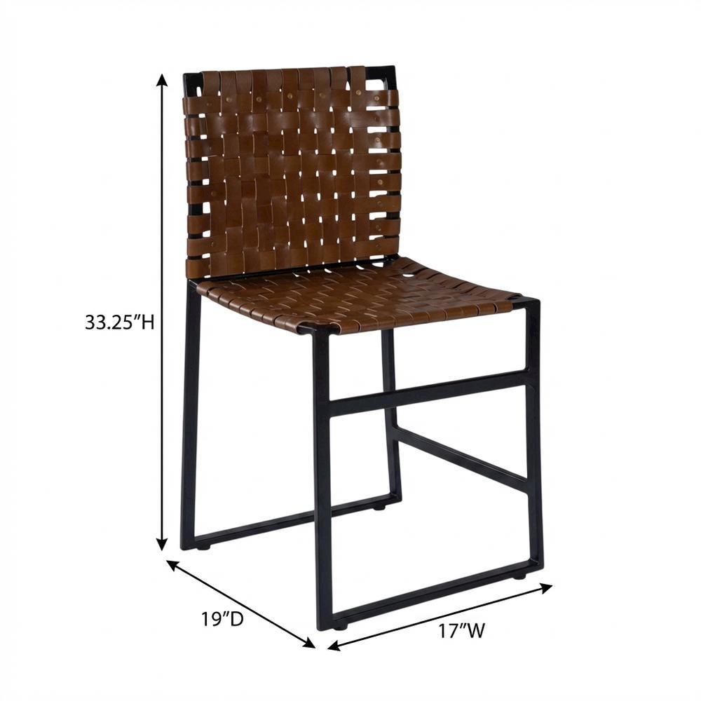 Industrial Leather Side Chair with Sled Base, Accent Chair for Dining Room. Picture 4