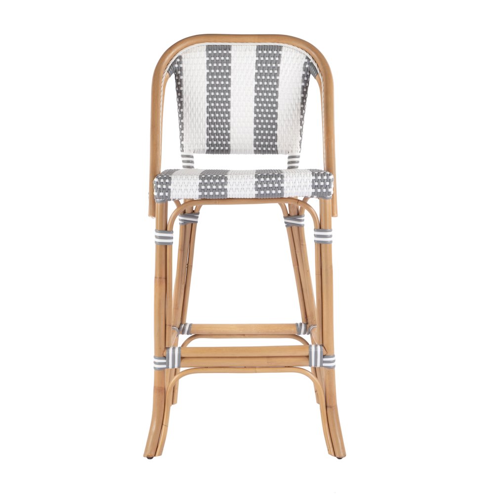 Lila Rattan 28 in. Seat Height Bar Stool with Back and Footrest. Picture 1